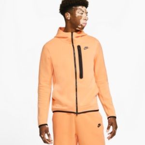 Nike Men's Sportswear Washed Tech Fleece Full-Zip Hoodie Orange Frost DD…
